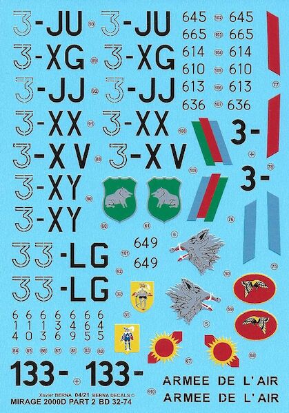 Dassault Mirage 2000D  (7 Schemes)  BD32-74