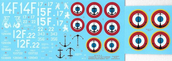 Vought AU-1 & F4U-7 Corsair Aéronavale (4 schemes) BD32-79