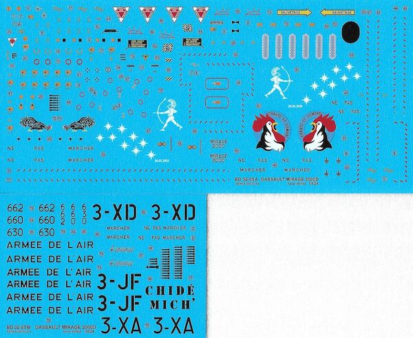 Dassault Mirage 2000D based at Nancy-Ochey (3 schemes).  BD32-85