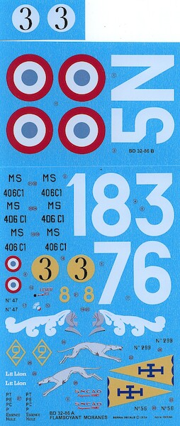 Flamboyant Morane-Saulnier 406 (3 schemes). BD32-86