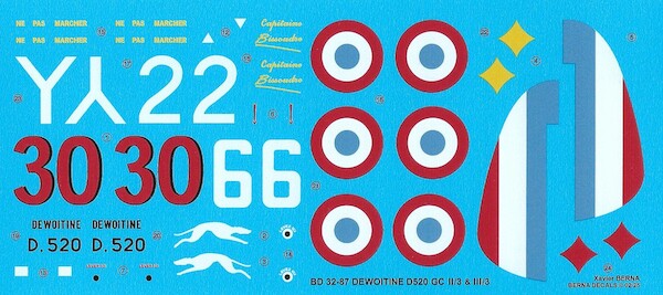 Dewoitine D 520  GC II/3 & III/3 (4 schemes)  BD32-87