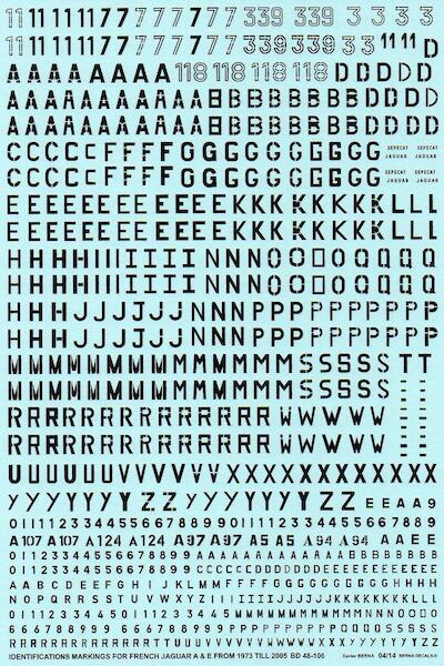 Identifications markings for French Sepecat Jaguar A & E from 1973 till 2005  BD48-106