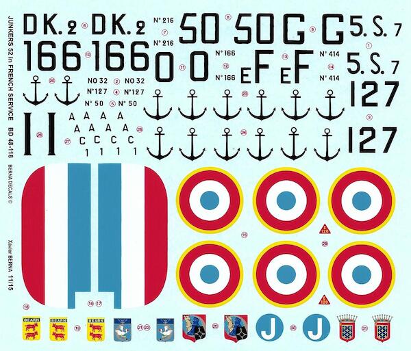 Junkers Ju52 (AAC1 'Toucan') French Navy & Air Force (7 schemes)  BD48-118