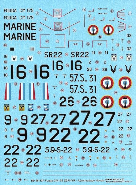 Fouga CM175 Zphyr French Aronavale (8 schemes)  BD48-127