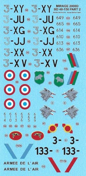 Dassault Mirage 2000D  (EC 2/3 'Champagne' & EC 3/3 'Ardennes' Nancy-Ochey & Istrana + Roundels (6 schemes)  BD48-150