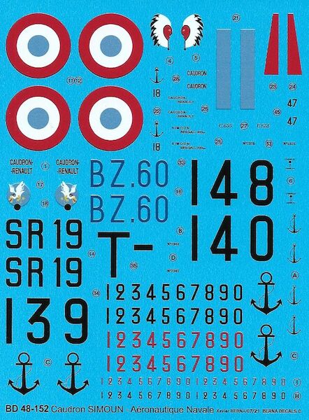 Caudron C.635 Simoun French Aeronavale (3 schemes) BD48-152