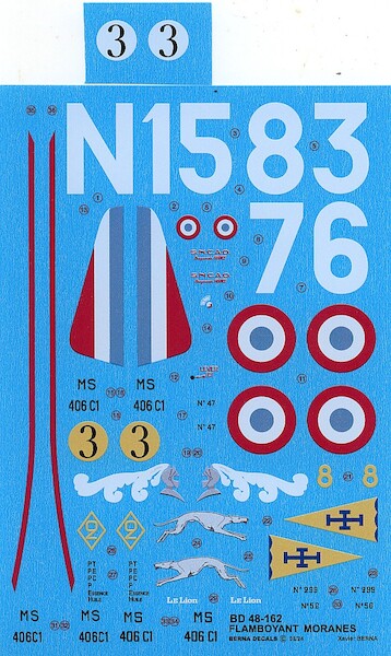 Flamboyant Morane-Saulnier 406 (3 schemes). BD48-162