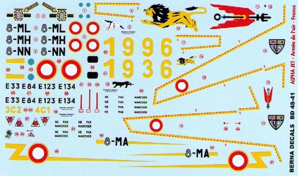 Dassault Alpha Jet (FAF 8-MA (special scheme 60 years), 8-ML, 8-MH, 8-NN (4 dcorations)  BD48-41