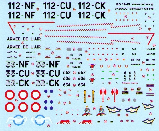 Dassault Mirage F1CR (33-NF, 112-NF, 33-CU, 112-CU, 33-CK, 112-CK) BD48-45