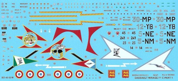 Dassault Mirage F1C Part 1 (12-YB, 30-MP, 5-NE, 5-NM (4 schemes) Reprint BD48-50M