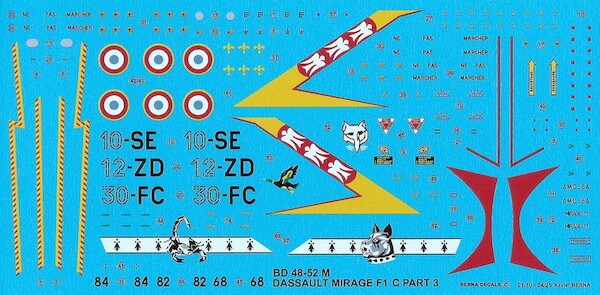 Dassault Mirage F1C Part 3 10-SE, 12-ZD, 30-FC (3 schemes) (REPRINT) BD48-52M