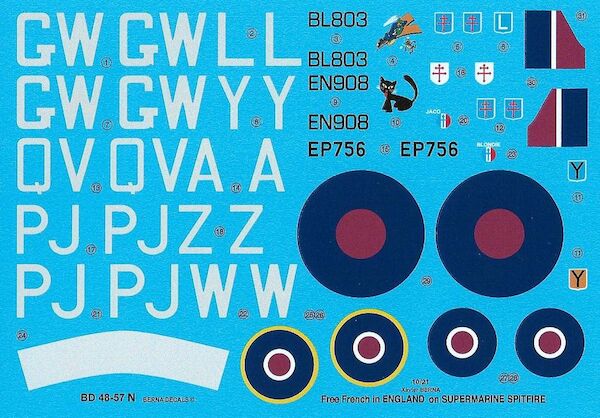 Spitfire Mk.Vb Free French (Leblond 130 Sqn, Andrieux 130 Sqn, Fuchs 19 Sqn, Mouchotte 340 Sqn, De Labouchre 340 Sqn)  BD48-57N