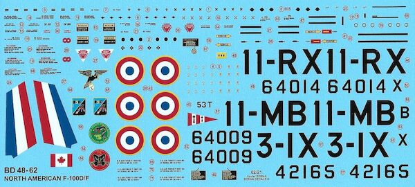 North American F100 Super Sabre (F100D 11-MB, & F-100F 11-RX, 3-IX (3 schemes) REPRINt BD48-62M