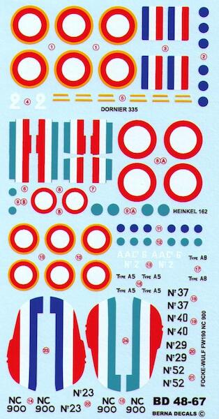 Dornier Do335, Heinkel He162 & Focke-Wulf Fw190 in French colours (9 schemes) BD48-67