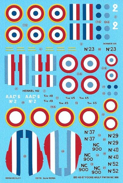 Dornier Do335, Heinkel He162 & Focke-Wulf Fw190 in French colours (9 schemes) (REISSUE)  BD48-67N