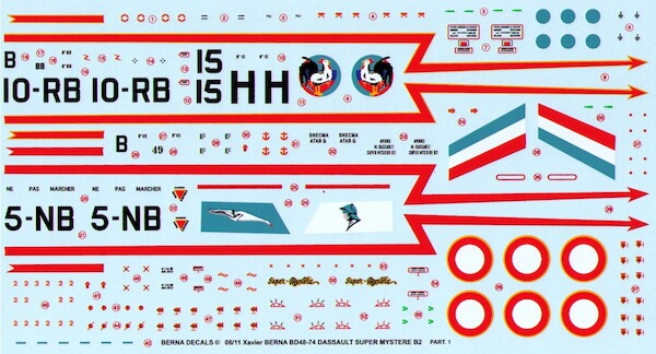 Dassault Super Mystre B2 Part 1 : N49 5-NB "Vende", N88 10-RB "Seine", & N15 H CEAM  BD48-74