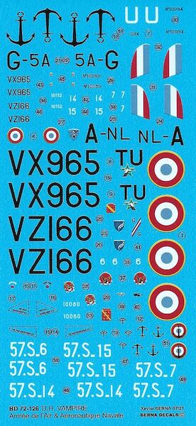 De Havilland Vampire Mk.5 Aeronavale & Armee de l'air (7 schemes) BD72-126