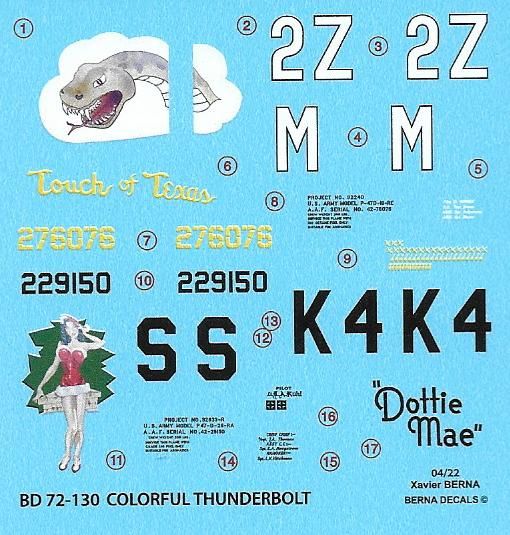 Republic P-47D Colorful Thunderbolts BD72-130