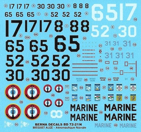 Bréguet Alizé (Aeronavale Flotille 4F, 6F, 9F, 3S, 10S, 59S (7 décorations) REISSUE) bd72-21N