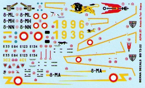 Dassault Alpha Jet (FAF 8-MA (special scheme 60 years), 8-ML, 8-MH, 8-NN (4 dcorations)  BD72-22