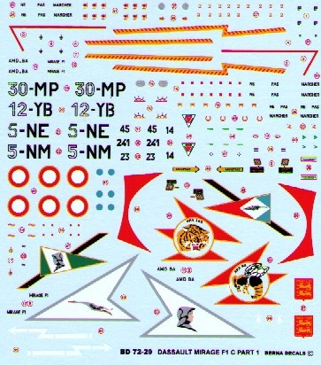 Dassault Mirage F1C Part 1 (12-YB, 30-MP, 5-NE, 5-NM (4 schemes)) BD72-29