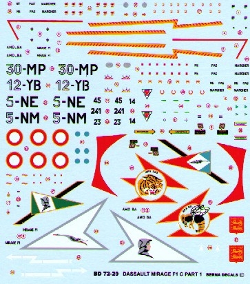 Dassault Mirage F1C Part 1 (12-YB, 30-MP, 5-NE, 5-NM (4 schemes))  BD72-29