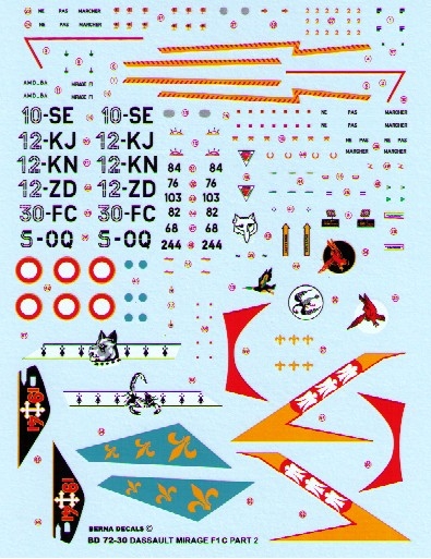 Dassault Mirage F1C Part 2 (10-SE, 12-KJ, 12-KN, 12-ZD, 30-FC, 5-OQ (6 schemes)  BD72-30