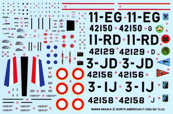 North American F-100D Super Sabre (French AF 11-RD, 11-EG, 3-IJ, 3-JD (4 schemes)  BD72-32