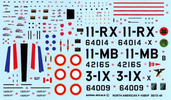 North American F-100 French F100D  11-MB, & F-100F 11-RX, 3-IX (3 schemes)  BD72-40