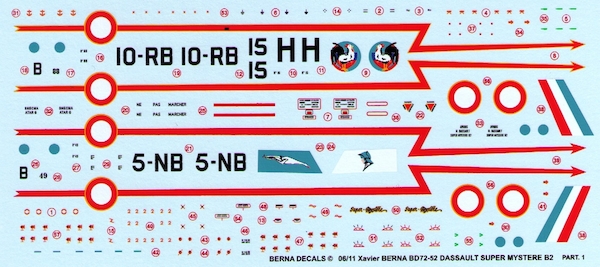 Dassault Super Mystre B2 Part 1 : N49 5-NB "Vende", N88 10-RB "Seine", & N15 H CEAM  BD72-52