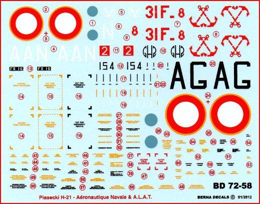 Piasecki H-21 Shawnee (A.L.A.T. & Aeronautique Navale in Algeria (3 schemes)(REISSUE) BD72-58