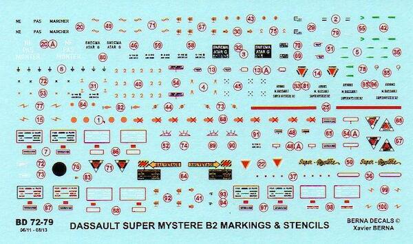Stencils & markings Dassault Super Mystere B2 bd72-79