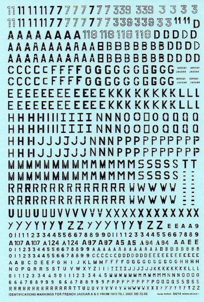 Identifications markings for French Sepecat Jaguar A & E from 1973 till 2005  BD72-86