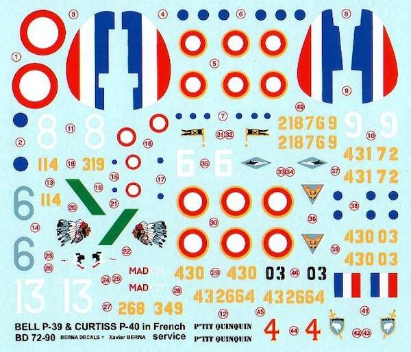 Bell P-39 Airacobra and Curtiss P-40 Warhawk in French service  BD72-90