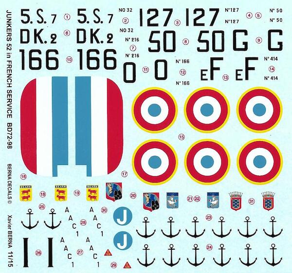 Junkers 52 (AAC-1 'Toucan') French Navy & Air Force (7 schemes) BD72-98