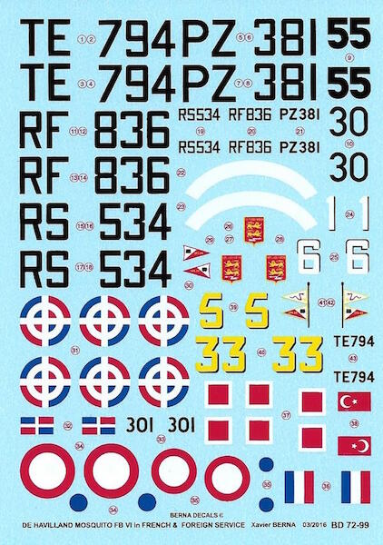 De Havilland Mosquito FB Mk VI in French & Foreign Service  BD72-99