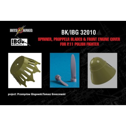 Spinner, Propeller Blades and 2 Front engine Cover for PZL P11 Polish fighter (IBG) BK/IBG32010i