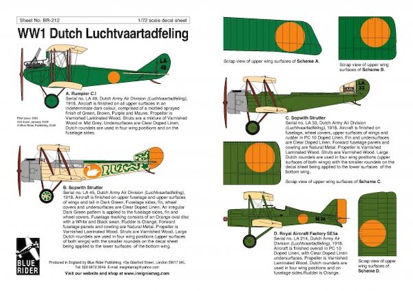 WW1 Luchtvaartafdeling Markings (BACK in Stock)  BR212