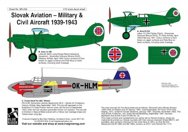 Slovak Aviation, Military & Civil (A100, FW58, B534) BR238