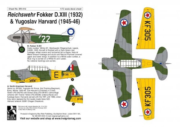 Reichswehr Fokker DXIII, Yugoslav Harvard BR419