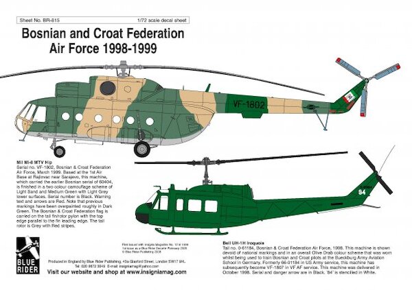 Bosnian and Croat Federation AF 1998-1999 (Mi8, UH1D/N) BR815