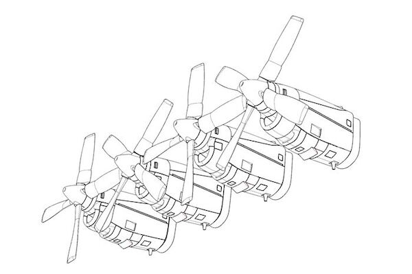 C130E/H Hercules Engine and Propeller set (Italeri kit) BRL48125