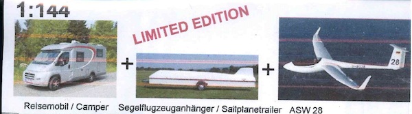 Superset with ASW28 Glider, Sailplane trailer and camper 44853
