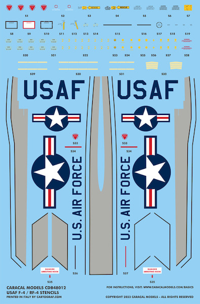USAF F4/RF4 Phantom Stencils and National markings CDB48012