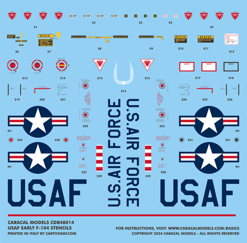 Early USAF F104 Starfighter Stencils and National  markings  CDB48014