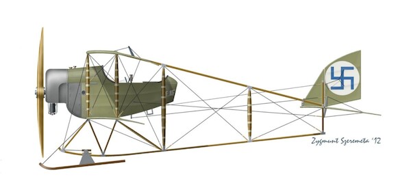 Caudron GIII two seat with LeRhone Engine and ski''s (Finnish AF)  MKA216