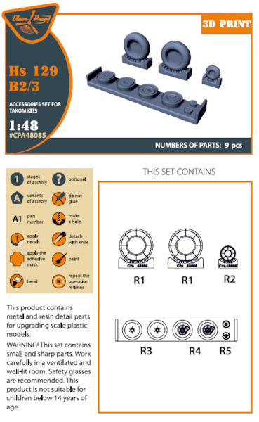 Henschel HS129B-2/3 Wheels - weighted (Takom)  CPA48085