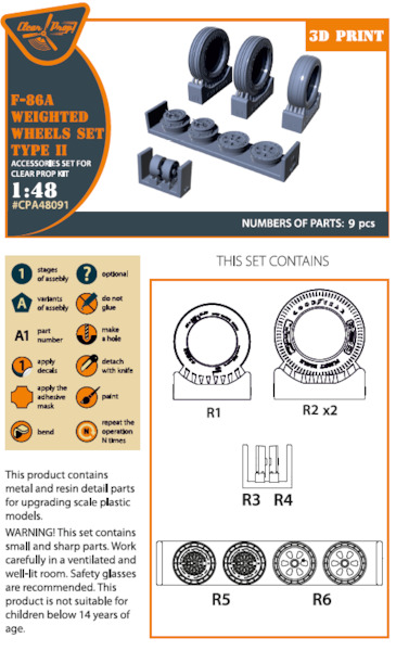 F86A Sabre wheel set type 2  (Clear Prop)  CPA48091