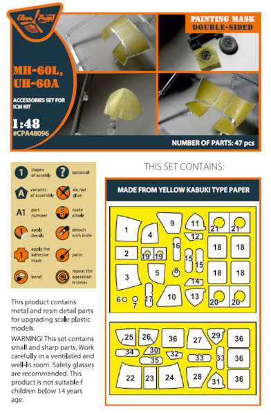 UH60A, MH60L Black Hawk Double Sided Cabin window painting mask (ICM) CPA48096