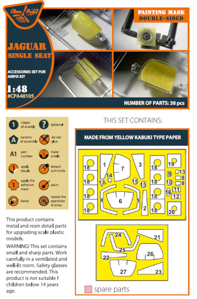 Jaguar GR1/GR1A Single seat  double sided painting mask (Airfix)  CPA48105